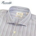 80%OFF 新品 ファソナブル Faconnable シャツ 39 MSH1712 Mサイズ ブルー メンズ ワイドカラー ドレスシャツ ワイシャツ コットン100% ストライプ柄 アウトレット