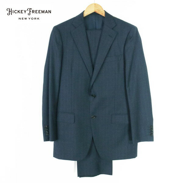 【スーパーSALE割引商品】70%OFF 新品 ヒッキーフリーマン Hickey Freeman スーツ A7 MSU1008 L〜LLサイズ ネイビー メンズ 2ボタン サイドベンツ ウール×シルク ロロピアーナ生地 木製ハンガー付き 春夏 931-01F