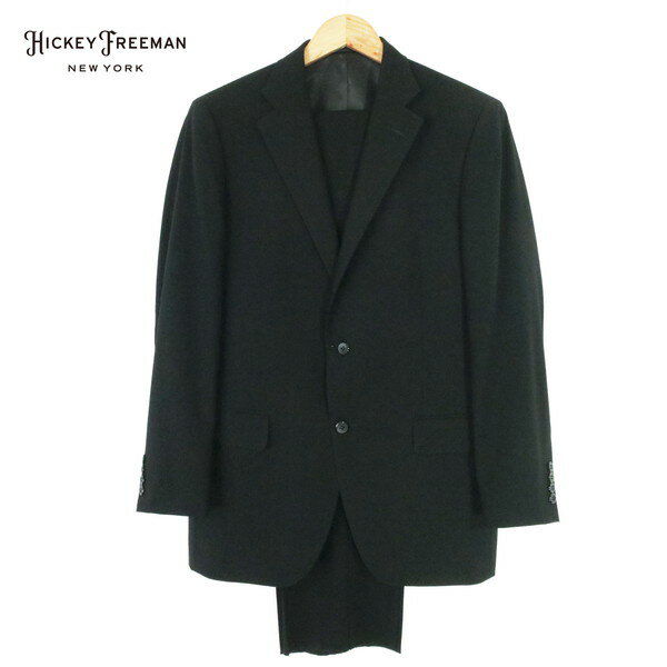 70%OFF 新品 ヒッキーフリーマン Hickey Freeman スーツ AB7 MSU1010 3Lサイズ ブラック メンズ 2ボタン ノーベント ウール100% ビジネス フォーマル 木製ハンガー付き 春夏 554-45N
