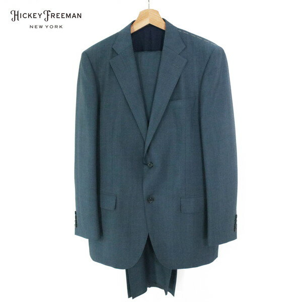【スーパーSALE割引商品】70%OFF 新品 ヒッキーフリーマン Hickey Freeman スーツ AB7 MSU1082 3Lサイズ グレーブルー メンズ 2ボタン サイドベンツ ウール×モヘヤ ETHOMAS生地 木製ハンガー付き 春夏 931-00F
