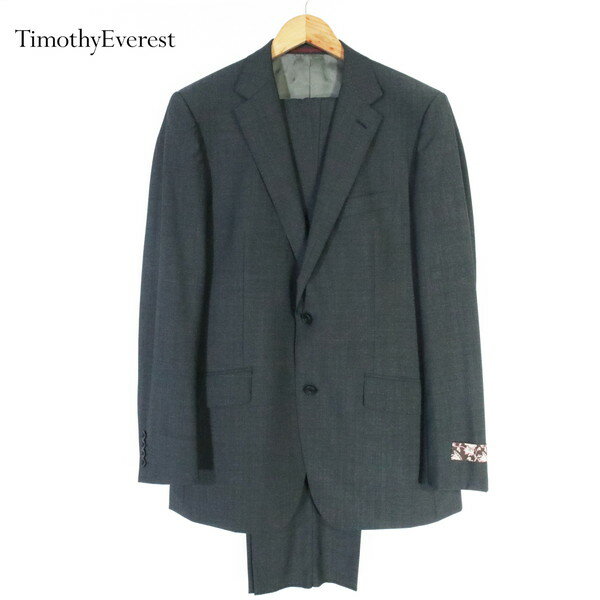 新品 ティモシーエベレスト Timothy Everest スーツ 42 MSU989 LLサイズ A8サイズ チャコールグレー メンズ 2ボタン サイドベンツ ウール100% ドット柄 REDA生地 春夏 335A8157