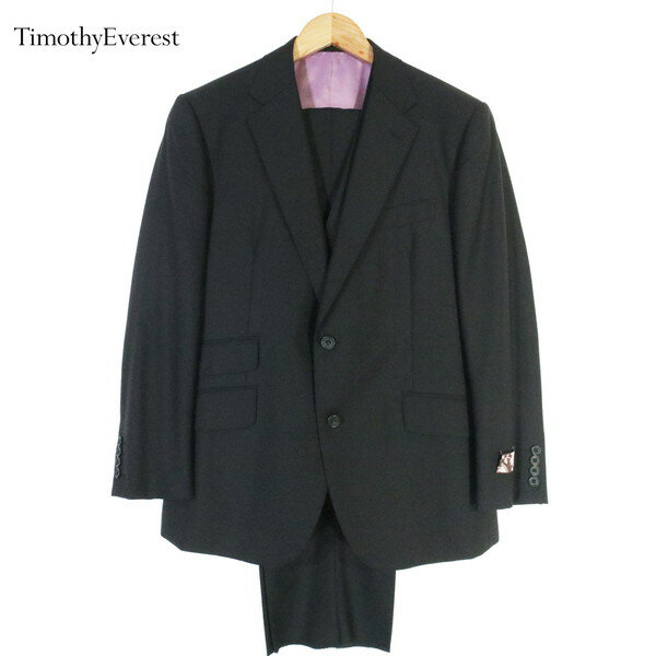 新品 ティモシーエベレスト Timothy Everest スーツ 34B MSU992 BB4サイズ ブラック メンズ 3ピース 2ボタン サイドベンツ ウール100% 無地 ベスト付き 日本製 秋冬 335C9695