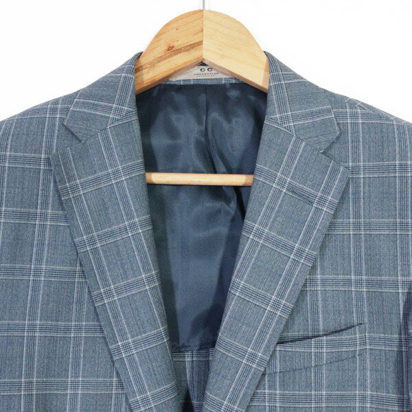 60%OFF 新品 コルネリアーニ CORNELIANI スーツ 48 MSU1005 Lサイズ ブルー メンズ 2ボタン サイドベンツ ウール100% チェック柄 春夏 71-67254