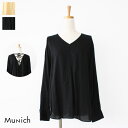 SALE 50%OFF Munich ミューニック ブラウス バックレースアップ レーヨン Vネック MN172T23 返品不可