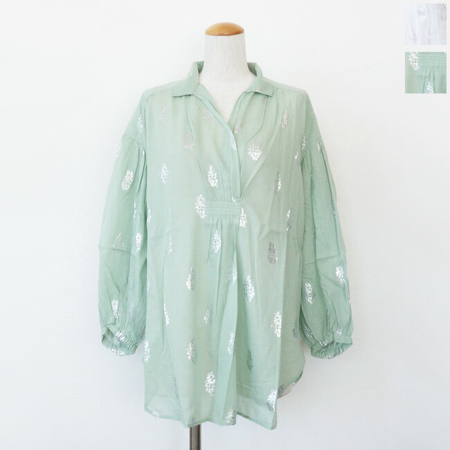 ne Quittez pas (ヌキテパ) ブラウス 箔フラワープリント 長袖 Cotton Voile Foil Flower Print Blouse 010141ZE4のサムネイル