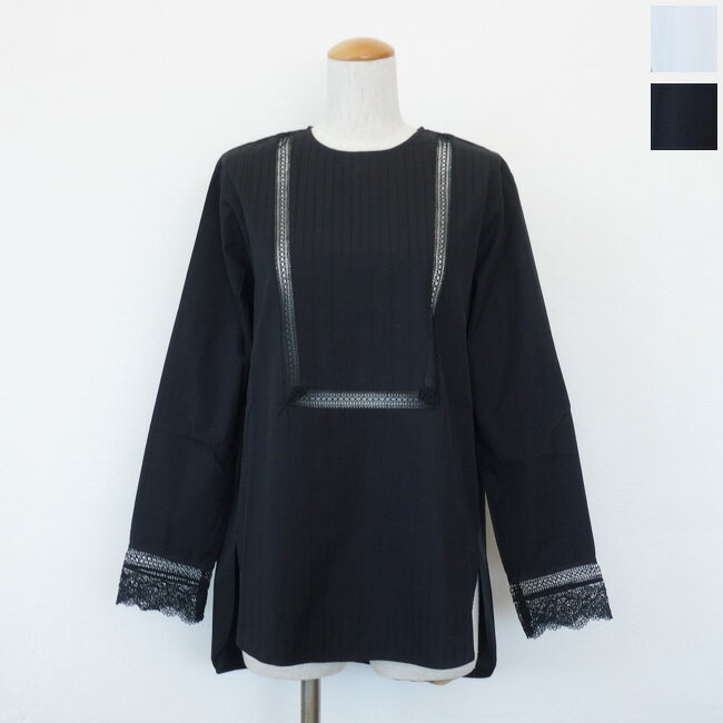 ne Quittez pas (ヌキテパ) ブラウス コットンポプリン ドビーストライプ レース切替 長袖 010142GJ4のサムネイル