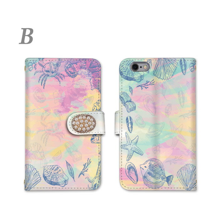 全機種対応 arrows we2 Plus NX9 手帳型ケース スマホケース スマホ F-51E M06 カード収納 ケース カニ ミラー対応 蟹 【貝デコ】 カバー F-52A F-05J F-51C ARROWS NX arrows we2 F-41B F-51B FCG01 arrows we F-02H arrows M04 arrows アローズケース ARROWS M01 あろーず