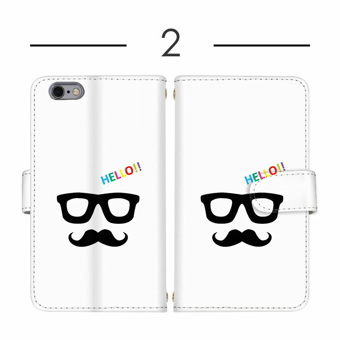 iPhone16 iPhoneケース iPhone17 スマホケース 多機種対応 ストラップホール付き 手帳型 ハロー hello 眼鏡 髭 おもしろ iPhoneAir iPhone14ProMax iPhone15Plus iPhone17Pro iPhone14 iPhone13 アイフォン12ProMax iPhone13Pro iPhone7 アイフォン13Pro iPhone11Pro