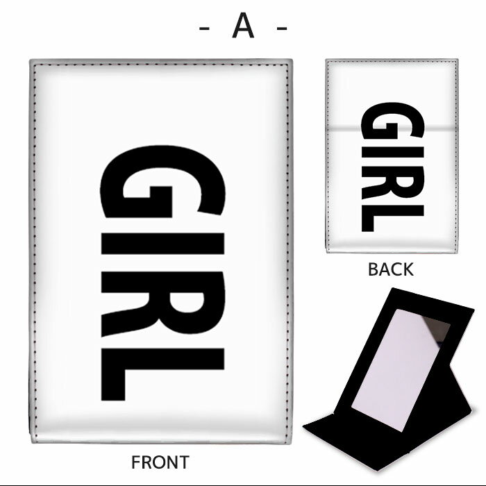 折りたたみ ミラー 卓上ミラー 鏡 メイク直し 手鏡 コンパクトミラー オリジナルデザイン 化粧鏡 お洒落 スタンドミラー 置き鏡 レザー モノクロ モノトーン バイカラー シンプル 2