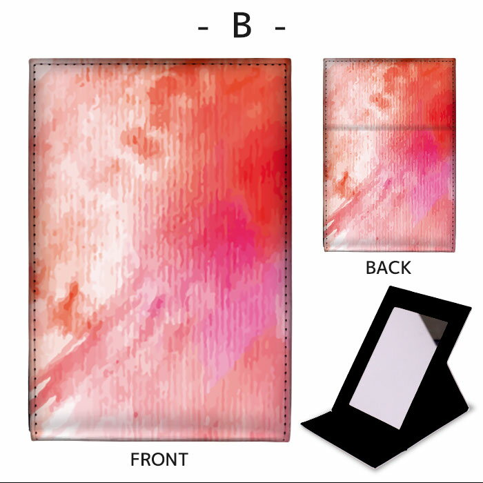 折りたたみ ミラー 卓上ミラー 鏡 メイク直し 手鏡 コンパクトミラー オリジナルデザイン 化粧鏡 お洒落 スタンドミラー 置き鏡 レザー マーブル 大人 ペンキ ペイント