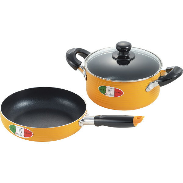アンナ・ロッシ　アルミ両手鍋（18cm）＆フライパン（20cm）セット （ih対応）【10-72】▼残暑見舞い 敬老の日 敬老会 スポーツの日・体育の日 出産内祝いお返し新築内祝い 快気祝い 引き出物 見舞いギフト