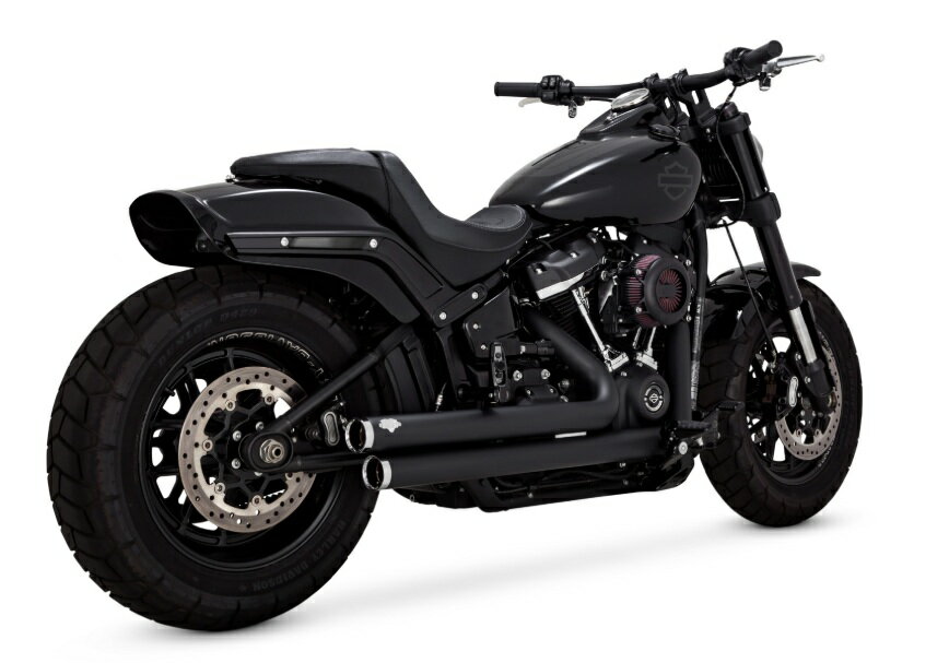 47959バンス＆ハインズVanceHines BigShots Staggered ビッグショットスタッガード ブラック マフラー SOFTAIL 86-09