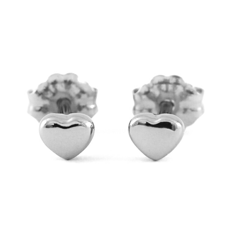 純チタン/金属アレルギー対応/日本製　ファーストピアス 16G (1.2mm径) 軸太 ロングポスト チタンピアス 　ハートモチーフ 　つけっぱなしOK セカンドピアスにもおすすめ　[E0201-XX]