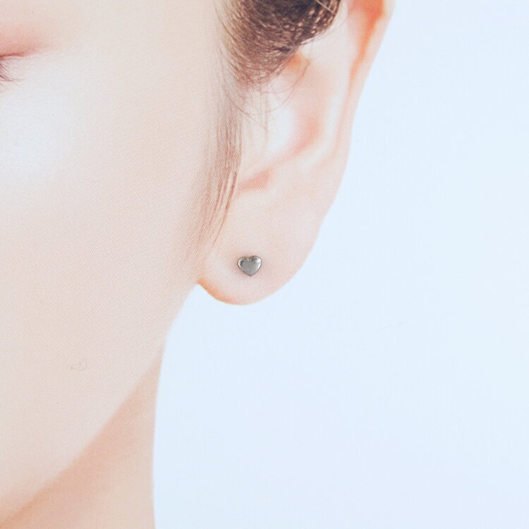 純チタン/金属アレルギー対応/日本製　ファーストピアス 16G (1.2mm径) 軸太 ロングポスト チタンピアス 　ハートモチーフ 　つけっぱなしOK セカンドピアスにもおすすめ　[E0201-XX]