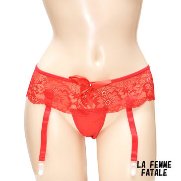 t バックショーツ付きガーターベルト レディース 下着 LA FEMME FATALE LF94