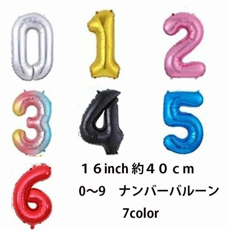 風船 誕生日 バルーン 数字 ナンバーバルーン 40cm ゴールド ピンク シルバー 赤 青 ブルー ブラック 黒 パーティー …