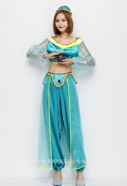 【帽子付き】ジャスミン コスプレ 衣装 アラジン 衣装 大人 プリンセス コスチューム Halloween コスプレ ダンス衣装 コスチューム 仮装 魔法のランプ 大人用 女性 レディース アラジン リニューアル アラビアン アラビア 仮装 演劇 ハロウィン コスプレ 衣装 コスチューム