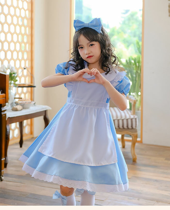 ハロウィン コスプレ 衣装 子供 コスチューム 衣装 水色 エプロンドレス キッズ 子ども コスプレ 服 ワンピース プリンセス ハロウィン プレゼント 女の子 コスプレ 衣装 ギフト 女子 パーティー こども costume 3