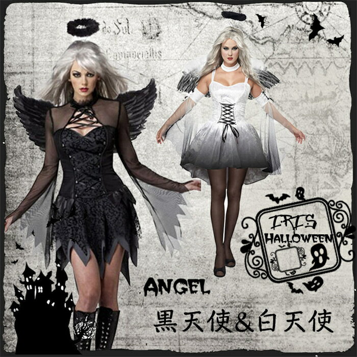 Rakuten - 送料無料 ハロウィン衣装 クリスマス コスプレ仮装 コスチューム 天使 黒天使 白天使 吸血鬼 バンパイア 魔女 巫女 レース 花柄 髪飾り 翼 レディース ワンピース グラデーション S-XXL アウトレット