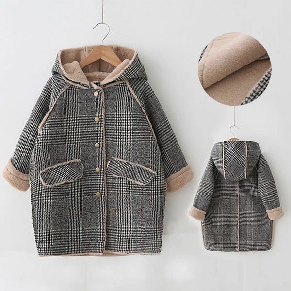 Rakuten - ダッフルコート キッズ フード付きコート 裏起毛 コート チェック柄 ボアコート 子供服 ジャケット 子供 ラシャコート ふわふわ 長袖 女の子 キッズコート アウター ベビー服 子供 ボア アウター 羽織り ジャケット こども