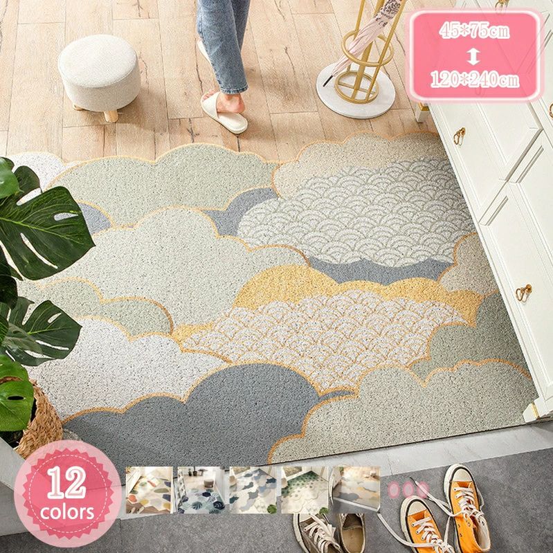 Rakuten - 洗える ドアマット 屋外 泥落としマット PVC 撥水 滑り止め付き 玄関マット 北欧風 おしゃれ インテリア 幾何模様 家庭用 屋外ドアマット業務用 防カビ 防ダニ エントランスマット 店舗用 ウェルカムマット YJSO