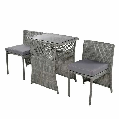 【コンパクト収納】ガーデンファニチャー 3点セット 4色 ピッタリ収納 ガーデン クッション付き ラタン調 テーブルセット ガーデン テーブル ソファー チェア...