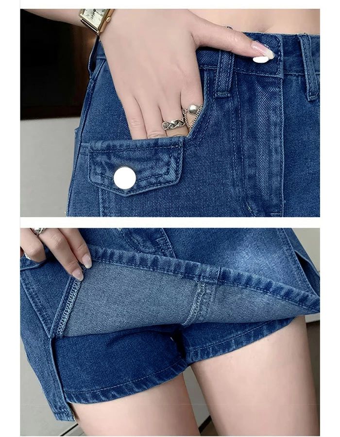 ショートパンツ デニムスカート ゆったり ハイウエスト レディース キュロット 膝上丈 美脚効果 着痩せ 無地 春夏 通気 美脚 小尻 美尻 amistad-10008732 ソファカバー専門店AMISTAD サンプル画像3