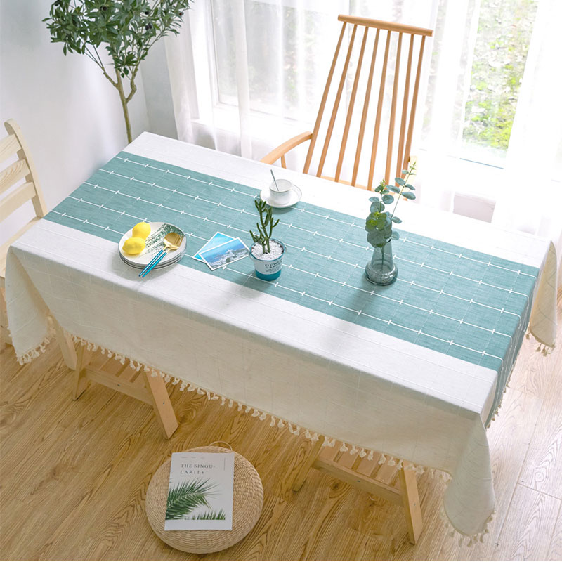 Linen, Hemp - 【送料無料】テーブルクロス シンプル 綿麻 洗える フリンジ 食卓カバー 長方形 ピクニック テーブルマット フリンジ 格柄 かわいい モダン 汚れ防止 滑り止め デスクマット 高級 家庭用 サイズ別 テーブルカバー 大きめ ins レストラン 新生活
