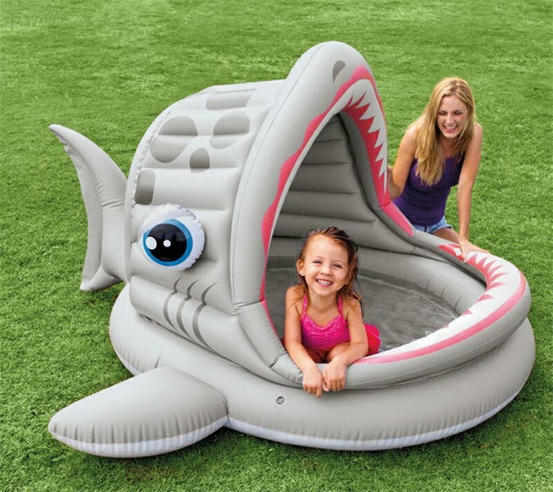 プール ビニールプール INTEX サメ ビッグマウス 200*200*110cm 家庭用プール 子供...