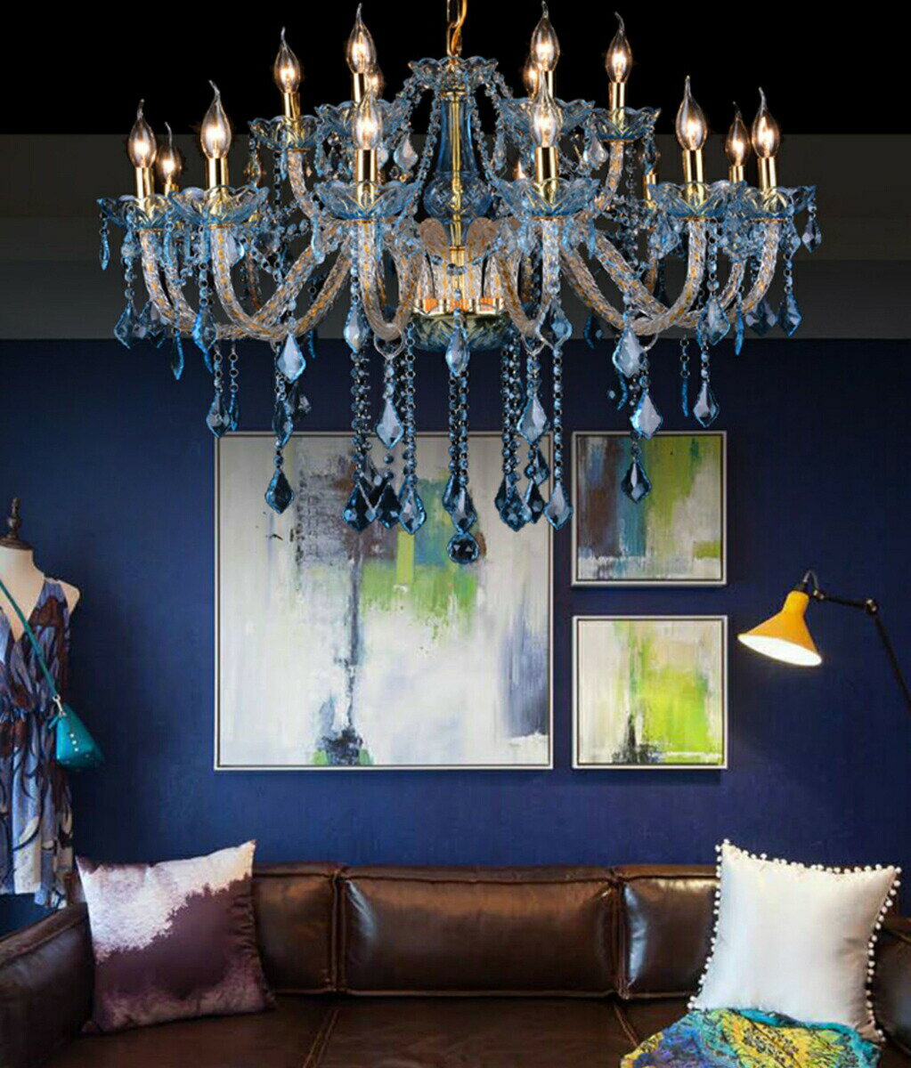 豪華水晶天井照明 ペンダントライト クリスタルの輝き 洋風照明シャンデリア 北欧デザイン 18灯 電源直結タイプ