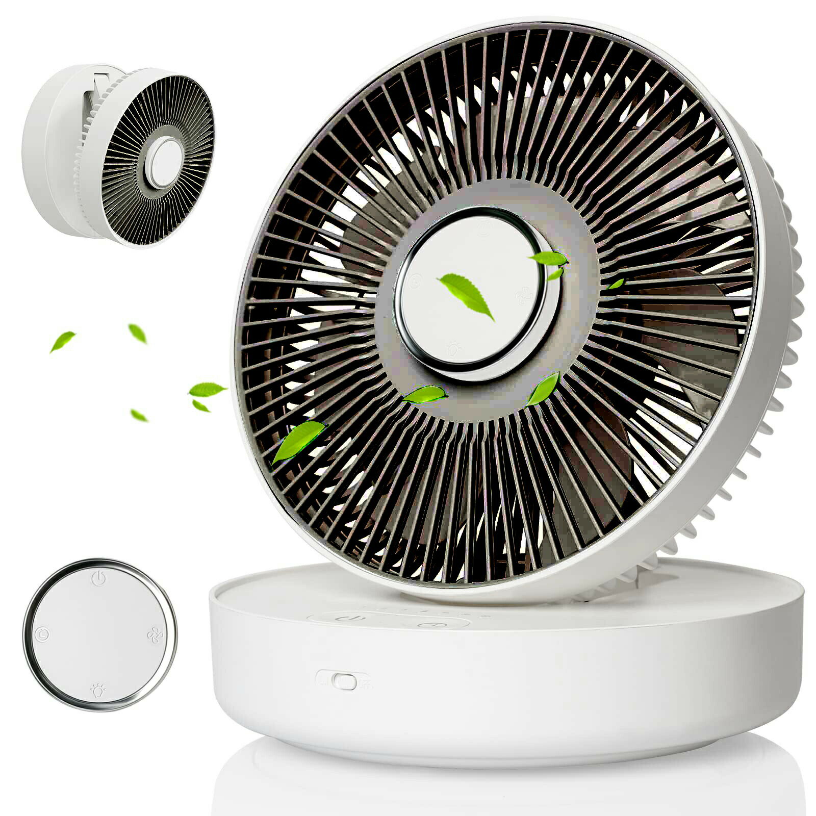 卓上扇風機 静音 首振り 【リモコン付き・タイマー機能付き・リズム・LEDライト付き】 壁掛け扇風機 小型扇風機 USB Type-C 急速充電 4000mAh大容量 15時間連続使用 7枚羽根 パワフル送風 お手入れ簡単 省エネ 暑さ対策