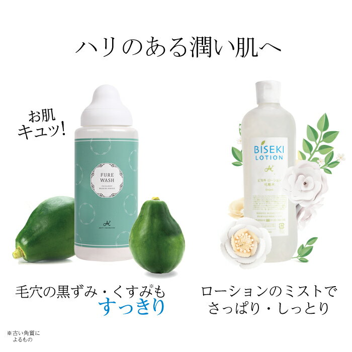 　フレウォッシュ350g　＆　ビセキローション510ml　べたつきヌルヌル感なし！すっきり落ちるけどしっとりの洗顔料と植物成分たっぷりの化粧水のセット　保湿　amity biseki アミティ　ビセキ