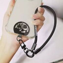 25290011(1点)おしゃれデザインスマホストラップホルダー 装着したまま充電可能スマホホルダー ブラックストラップホルダー デザインスマホアクセサリー カ...