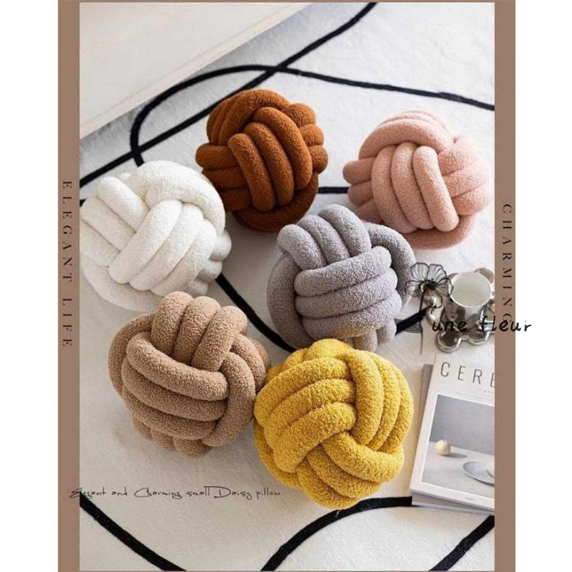 25250023 結び目クッション インテリア雑貨 ノットクッション 北欧風 ノットボール ホームインテリア 直径27cm×高さ22cm [3]