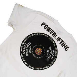 NEW 2025・オリジナルTシャツ【鎌倉Tシャツ / パワーリフティング(2色から選べます)デジタルプリント・ バックプリント】洗濯OK 木綿 コットン 半袖 ギフトに最適 鎌倉・湘南・江の島 重量挙げTシャツ バーベル 自分との戦い 鎌T 自然 海 生地をアップグレード