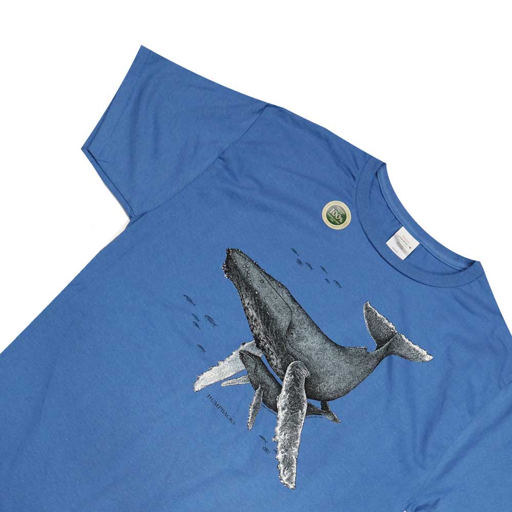  あまり見かけない ザトウクジラTシャツリバティーグラフィック社 こだわりのシルクプリント 着ると綺麗なTシャツ 洗濯OK アメリカ直輸入 ギフトに最適 クジラ 動物 海の生き物Tシャツ アムマックス
