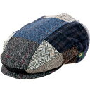 【なかなか手に入らない】アイルランドから本格ハンチング【Mucros Weavers / パッチワーク・ウールハンチング・ネイビー】まさに正統派のツイードウール...