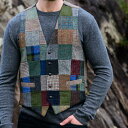 【ウールで暖かい!】ウールツイードベスト【 Mucros Weaver(アイルランド)/ ウェストコート(パッチワーク)】1枚でかなり着回し便利 カジュアル・フォーマル 柔軟に対応する紳士のベスト 伝統のツイード柄 ギフトに最適 ヘリンボーン アイルランド直輸入 本物時代