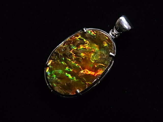 アンモライトシルバーフリーフォームペンダントトップ