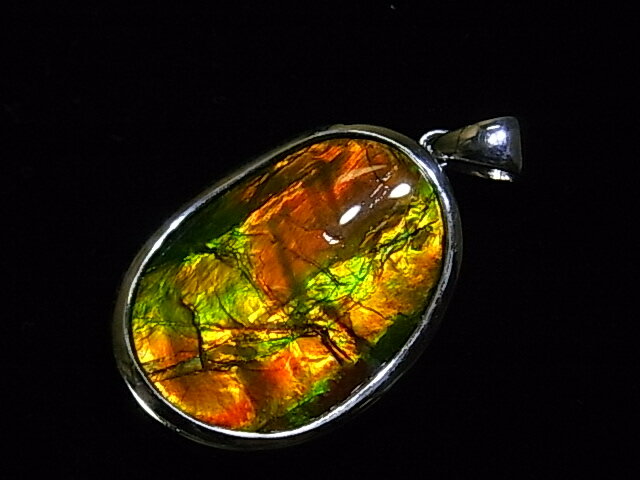 アンモライトシルバーフリーフォームペンダントトップ