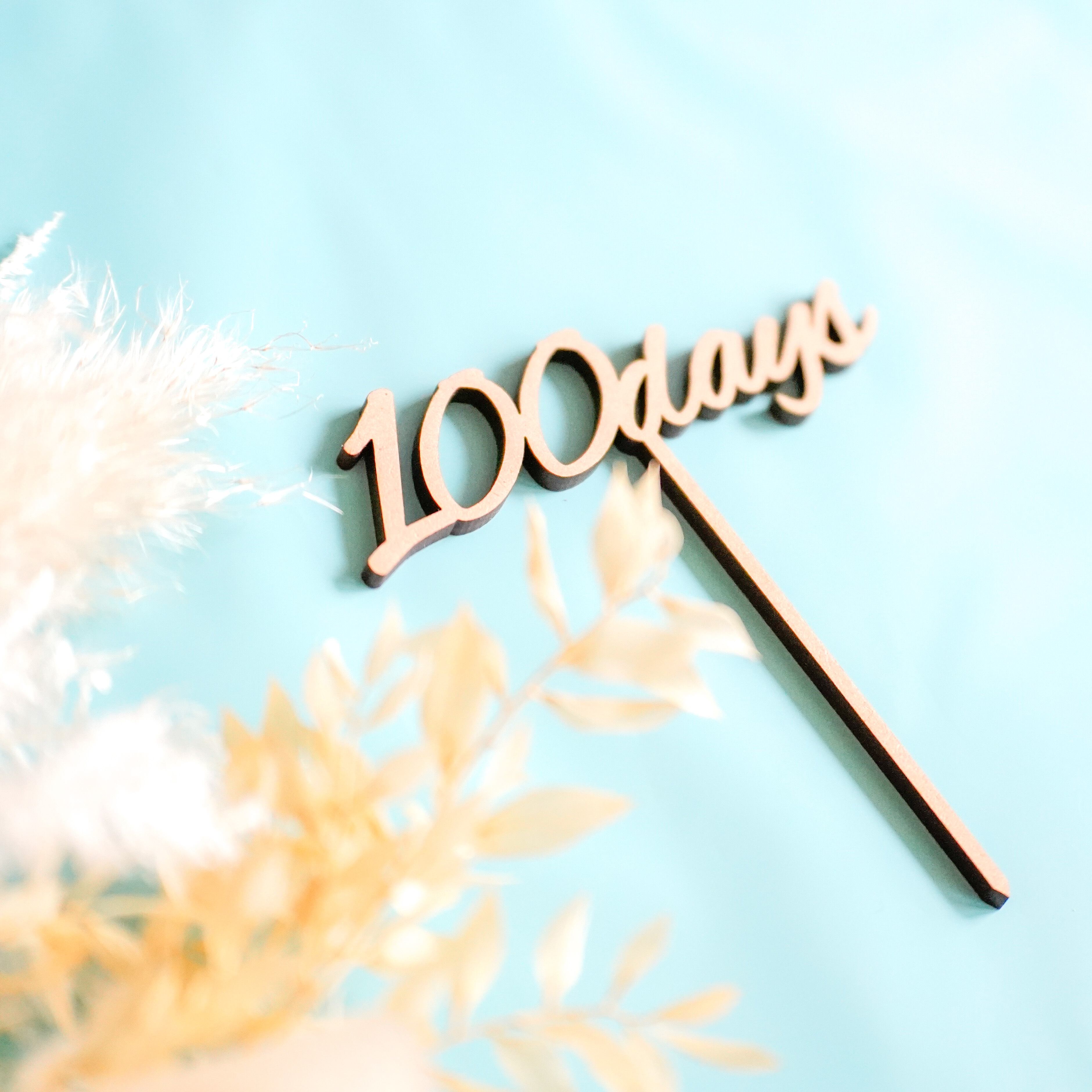 木製 ケーキトッパー 100days ピック pick 誕生日飾り付け お食い初め 木製バナー 100日祝い ガーランド Birthday フォト ウッド ベビー グッズ アイテム ケーキ ハーフ 半年 6か月 6カ月 筆記体 パーティー ホーム おしゃれ 祝い 記念 ファースト ブース ナンバー［G］