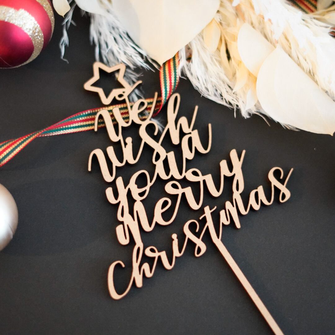木製 ケーキトッパー［We Wish You a Merry Christmas］pick ピック ツリー クリスマス 飾り 飾り付け 木製バナー ガーランド メリークリスマス フォト Xmas ウッド ベビー アイテム ケーキ サンタ 文字 イベント 筆記体 パーティー ホーム おしゃれ 祝い ナンバー No.01