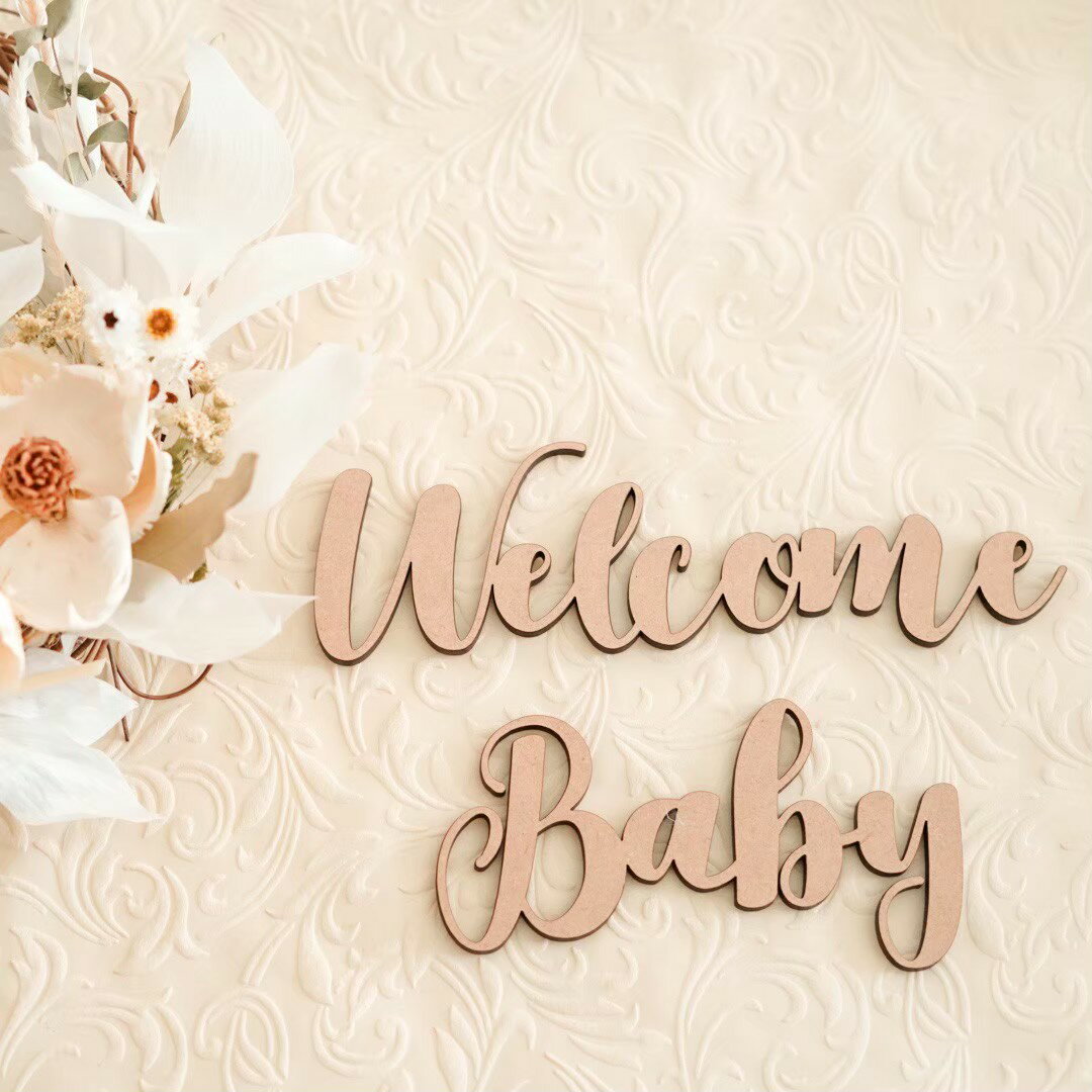 木製 レター バナー Welcome Baby（小）ニューボーンフォト 寝相アート 飾り 新生児 赤ちゃん ベビー グッズ マタニティ ウッド 誕生 出産 準備 月齢 カード フォト 命名書 誕生日 ジャストボーン 子供 こども プロップス banner ガーランド 入院 photo ギフト New [A-1] 2