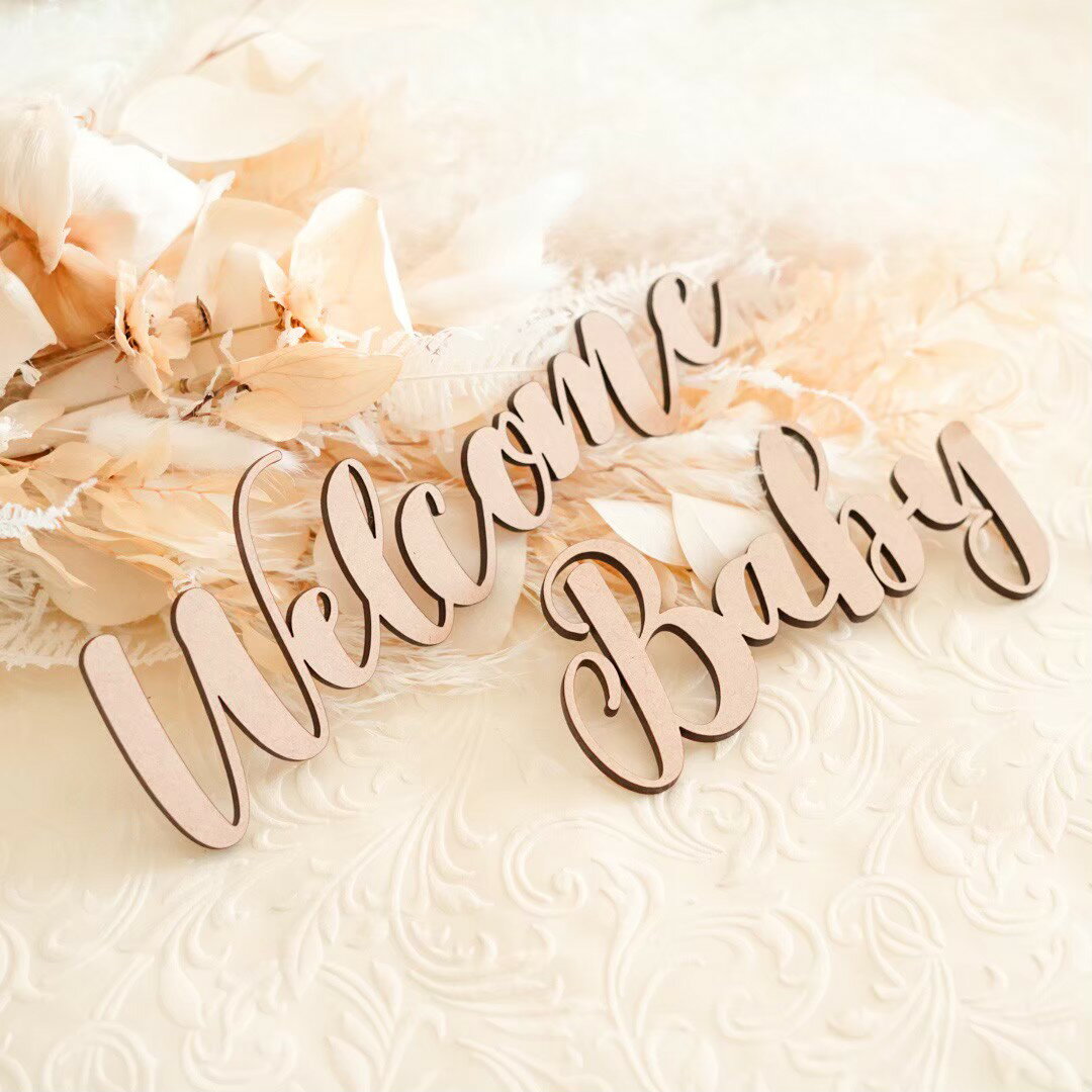 木製 レター バナー Welcome Baby（小）ニューボーンフォト 寝相アート 飾り 新生児 赤ちゃん ベビー グッズ マタニティ ウッド 誕生 出産 準備 月齢 カード フォト 命名書 誕生日 ジャストボーン 子供 こども プロップス banner ガーランド 入院 photo ギフト New [A-1] 3
