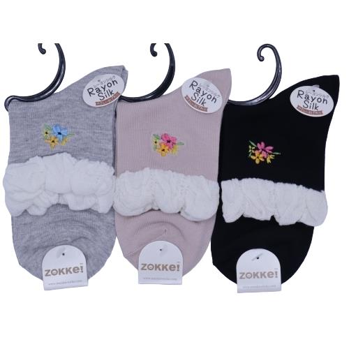 【P5倍！3/20 20時～3/26 1:59まで】【送料無料】 グレー、ベージュ、クロ(22-24cm)(いちご刺繍)(3足セット)みっとめるへん社