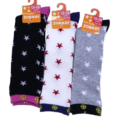 【送料無料】 ブラック、ホワイト、グレー(13-18cm)(2歳〜6歳)(ニコ星)(3足セット)みっとめるへん社