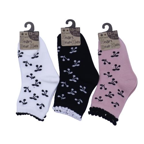 【送料無料】 キッズ さくらんぼ (シロ、クロ、ピンク)(13-18cm)(3足セット)みっとめるへん社