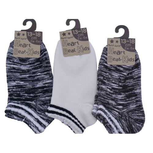 【P5倍！3/20 20時～3/26 1:59まで】【送料無料】 キッズ ラインスラブ (ブラック・ホワイト・ブラック) (13-18cm) (3足セット)みっとめるへん社