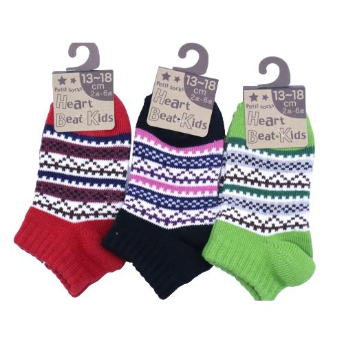 【送料無料】 キッズ 幾何学1 (レッド・ブラック・グリーン) (13-18cm) (3足セット)みっとめるへん社