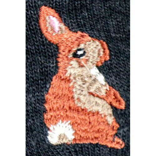 【送料無料】 スニーカーソックス (野うさぎ刺繍) （アソート) (23-25cm) (3足セッ...